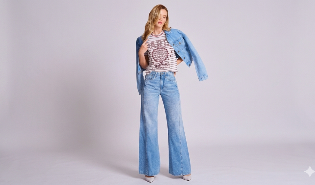 Jeans wide leg feminino